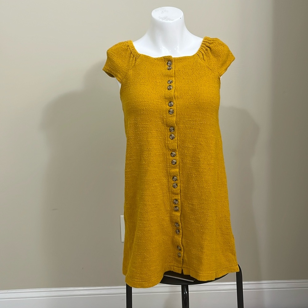 Madewell Texture and Thread Marigold Yellow Textured Dress